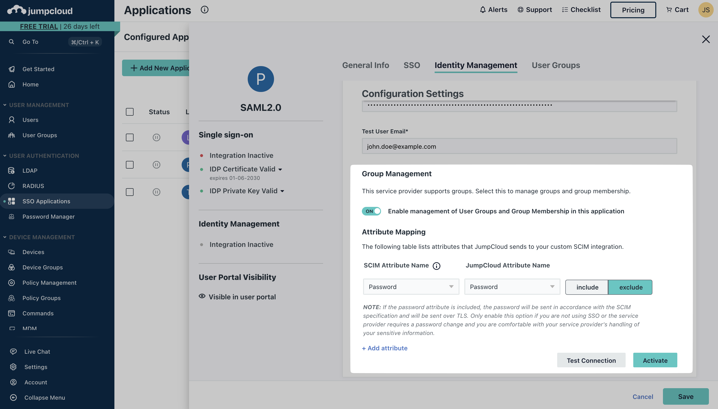 Provisioning Settings